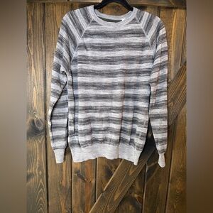 Billy Reid Men's Gray Striped Crewneck Sweater